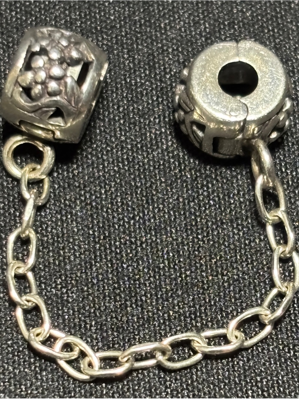 Silver Safety Chain Charm Connector Bracelet Accessory floral pattern